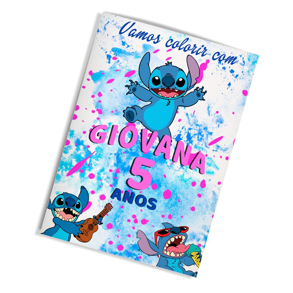 Livro de Colorir Personalizado Lilo & Stitch - Lembrancinha De Aniversário Livro de colorir [Fazemos Qualquer Tema]