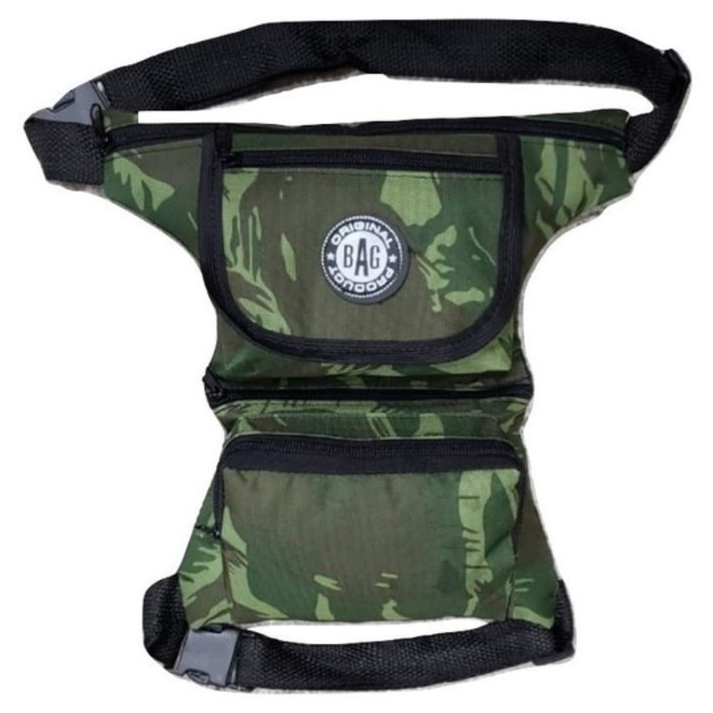 Pochete Cartucheira De Perna, Motoboy Paintball Air soft Camping Camuflada e Preta