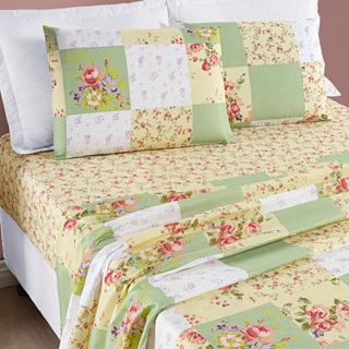 Jogo de Lençol Casal Queen King 4 Peças Microfibra Acetinado Bouti Estampado em Oferta na Shopee