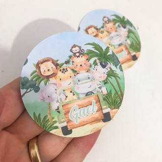 Aplique tag para esfera acrilica SAFARI BABY MENINO AQUARELA em Oferta na Shopee