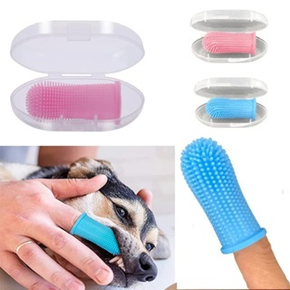 (KIT2)Escova de dente pet silicone bpa free livre maleável com estojo limpeza de dentes ultra macia 360°