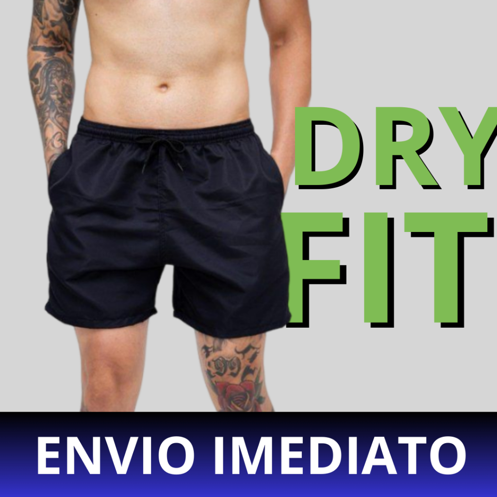 Shorts DRY FIT Cintura Elástico e Cordão Corrida Bermuda Slim Moda Fitness Academia Básico Masculino
