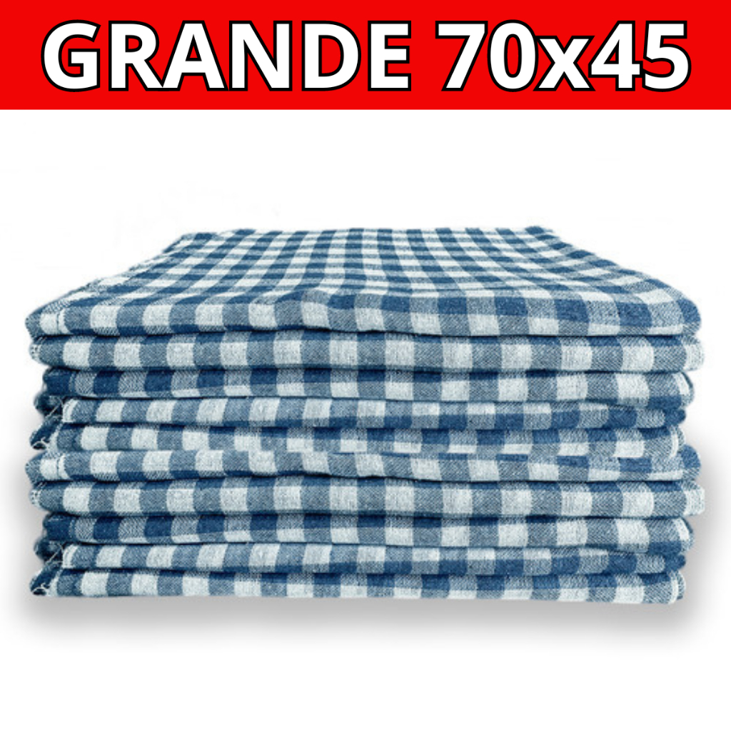 Kit 10 Pano de chão xadrez Extra Grande pano de limpeza 70x45