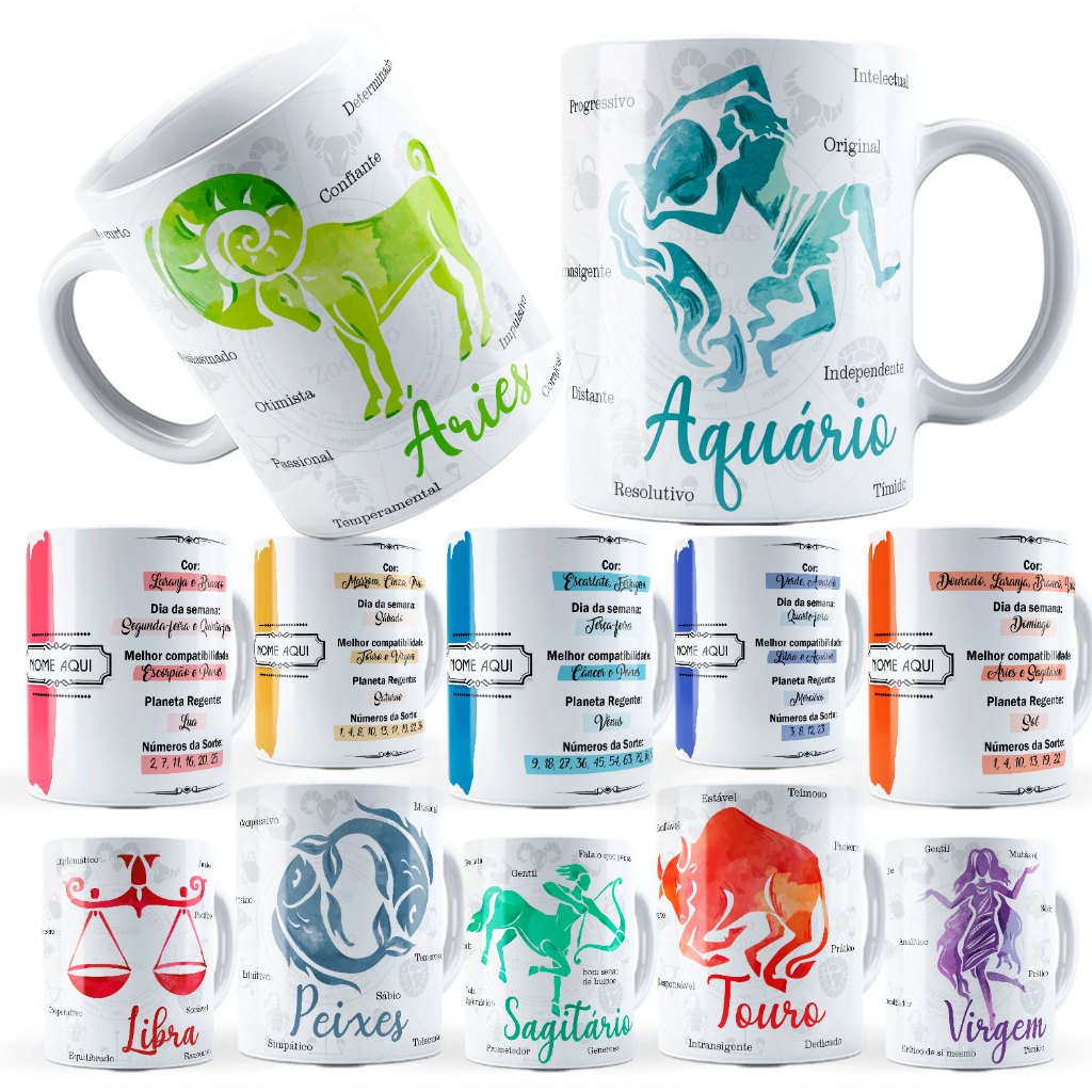 Imagem Caneca Signos Horoscopo Com Nome Personalizada