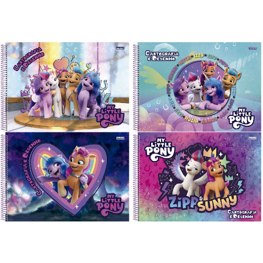 Material Escolar | Caderno de Desenho e Cartografia Espiral | My Little Pony | 60 folhas | São Domingos