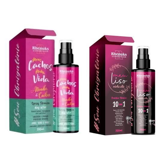 Kit Spray Capilar Meu liso + Spray Capilar Ativador de Cachos Protetor Térmico  200ml Rhenuks