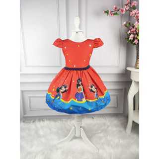 Vestido Menina Infantil Perola Temático Mulher Maravilha RF2