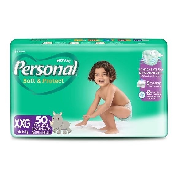 Fraldas Descartáveis Personal Baby - Pacote Hiper Tam XXG 50 Unidades