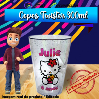 25 Copos Twister de 300ml Hello Kitty em Oferta na Shopee