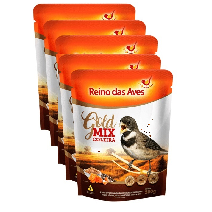 KIT 5 UND COLEIRA GOLD MIX 500G - REINO DAS AVES em Oferta na Shopee