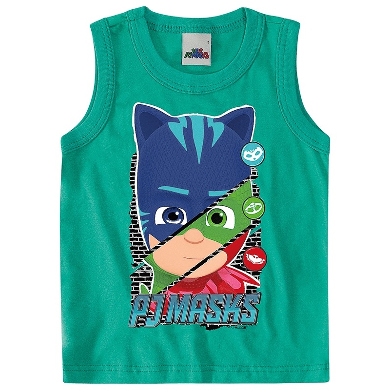 camiseta regata infantil pj masks infantil bebê masculina malwee algodão várias cores tamanho 2 anos