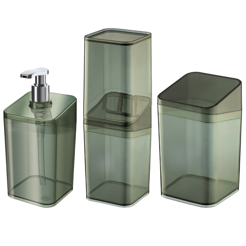 Kit Organizador Pia Banheiro UZ Lavabo Porta Escovas Dispenser Sabonete Liquido Algodão Acrílico