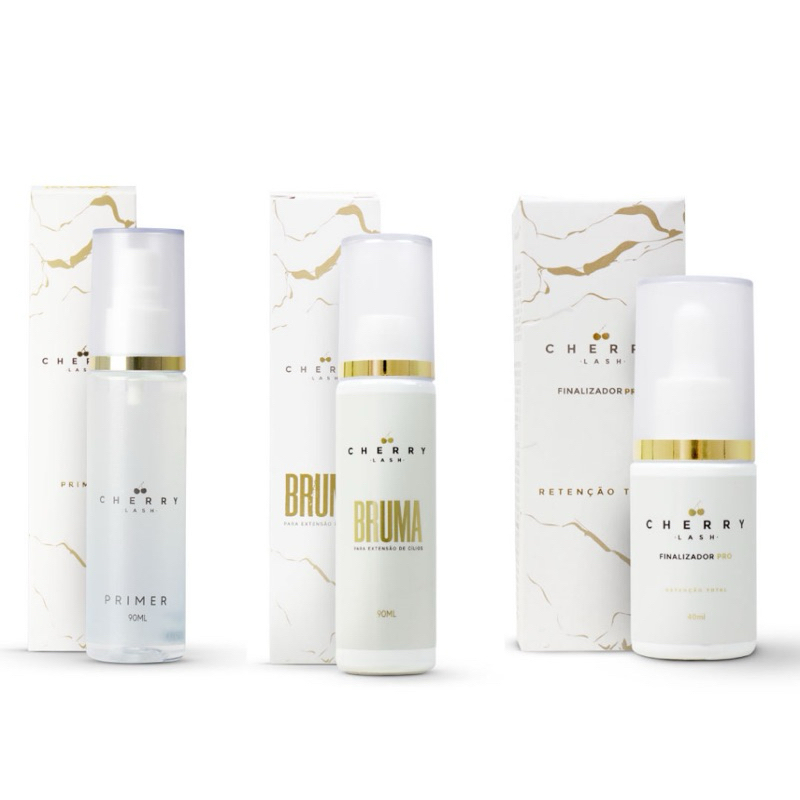 Kit retenção cherry (primer + bruma + finalizador+ nanomister) para extensão de cílios