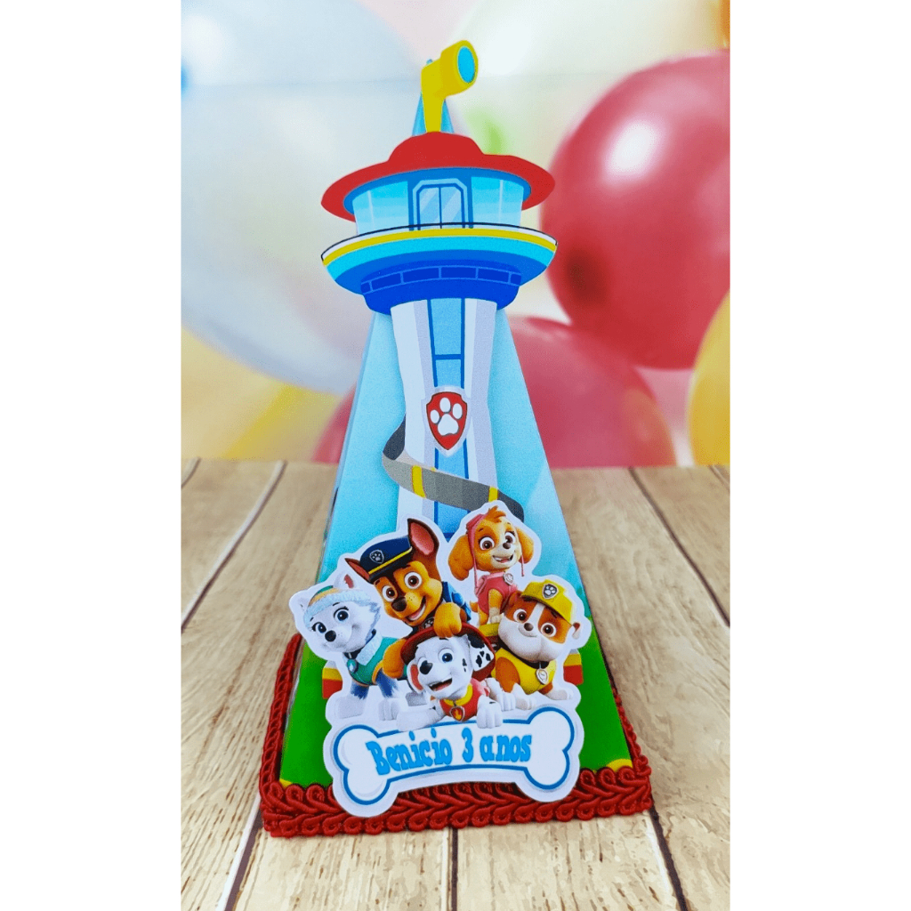 Pirâmide Cone Patrulha Canina Personalizados Festa Infantil Decoração Aniversário Patrulha Canina