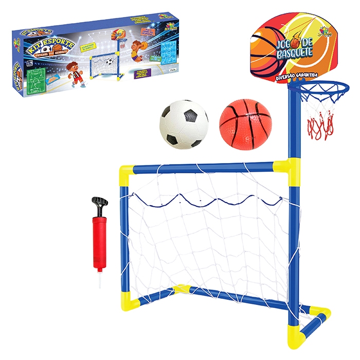 Kit Esporte 2 em 1 – Trave de Basquete e Futebol – Art Brink