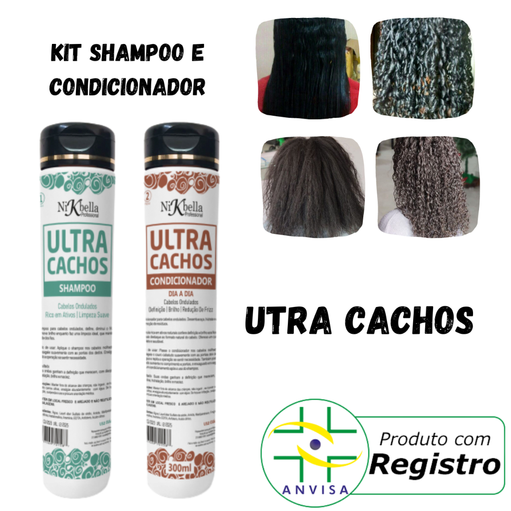 Kit Shampoo e Condicionador Para Cabelo Cacheado e Ondulado Ativa Modela Nutri Hidrata e Fortalece