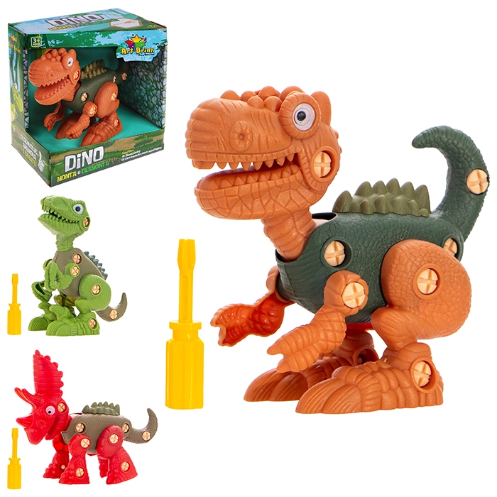 Dinossauro Monta e Desmonta Articulável Educativo com Ferramenta Art Brink