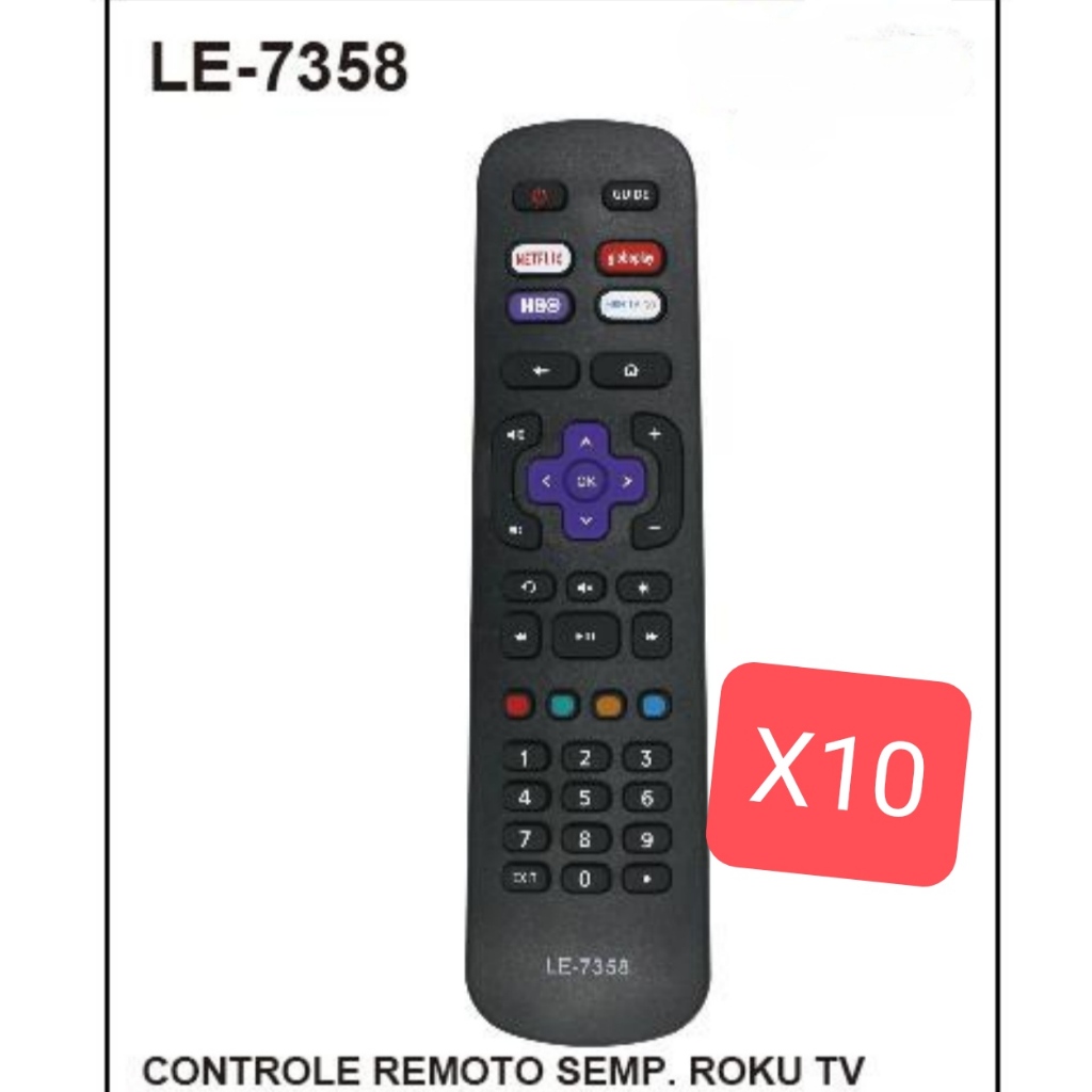 kit 10/6 Controle Remoto tv Semp toshiba Roku Rc-nw32266001120 LE-7358