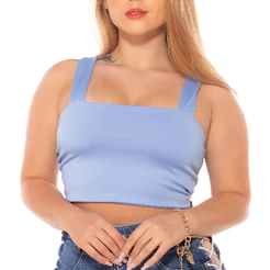 Cropped Top Suplex Alça Grossa Azul Bebe