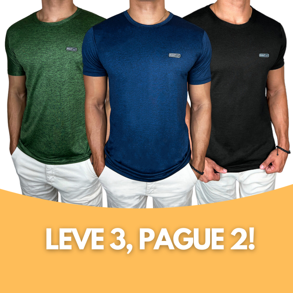 Kit 3 Camisetas Básica Masculina Camisa Manga Curta Dryfit Gola Careca Blusa Masculino Malha Fria em Oferta na Shopee