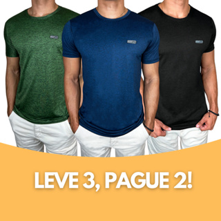 Kit 3 Camisetas Básica Masculina Camisa Manga Curta Dryfit Gola Careca Blusa Masculino Malha Fria em Oferta na Shopee