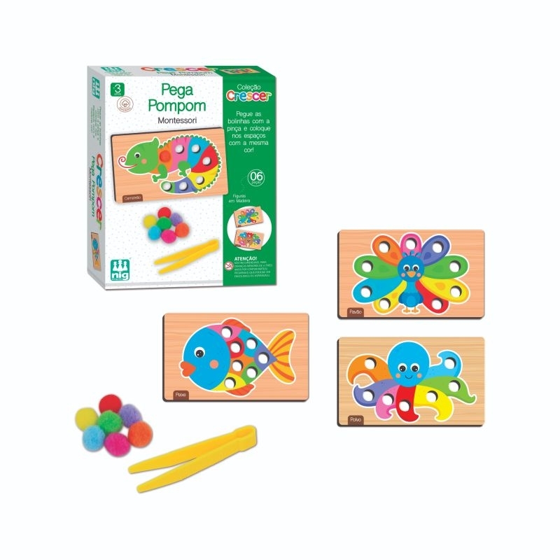 Jogo infantil Pega Pompom (Lançamento 2024 Nig Brinquedos)