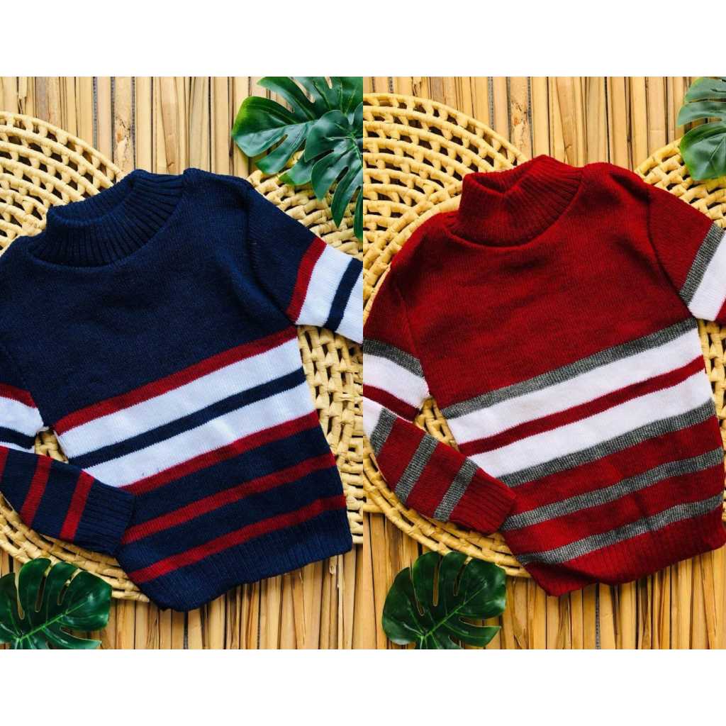 KIT 2 BLUSAS DE LÃ INVERNO MENINO GOLA ALTA MODA INFANTIL AZUL MARINHO + VINHO 1 AO 8