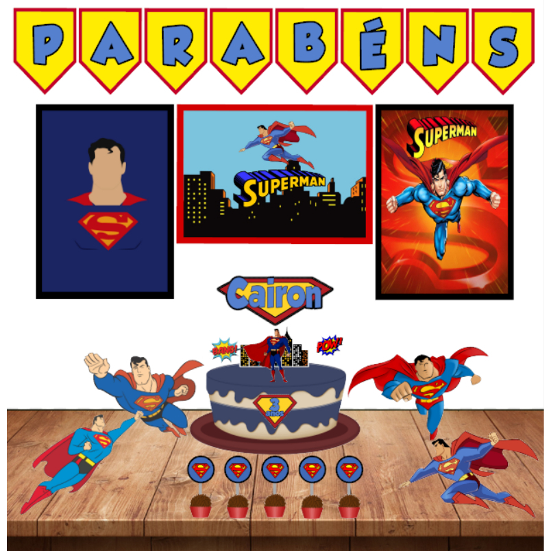 Kit Decoração Festa em Casa Super Man - Super Homem