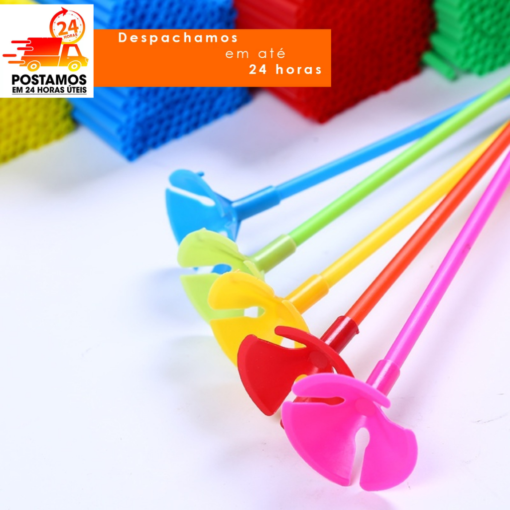 30 Unidades Pega Balao Vareta Hastes 30 cm para Bubble, Ballon Cake Varias Cores — imagem 2 de 2