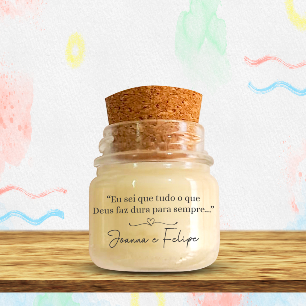 Adesivo para mini velas 4,5x2cm - transparente - etiqueta mod30 COM FRASE