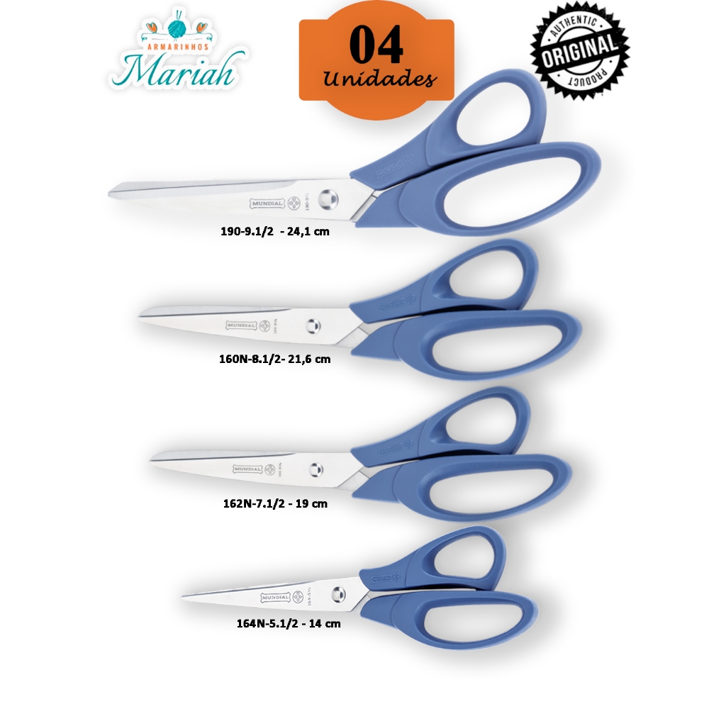 KIT COM 4 TESOURAS MULTIUSO CORTE FACIL - MUNDIAL em Oferta na Shopee