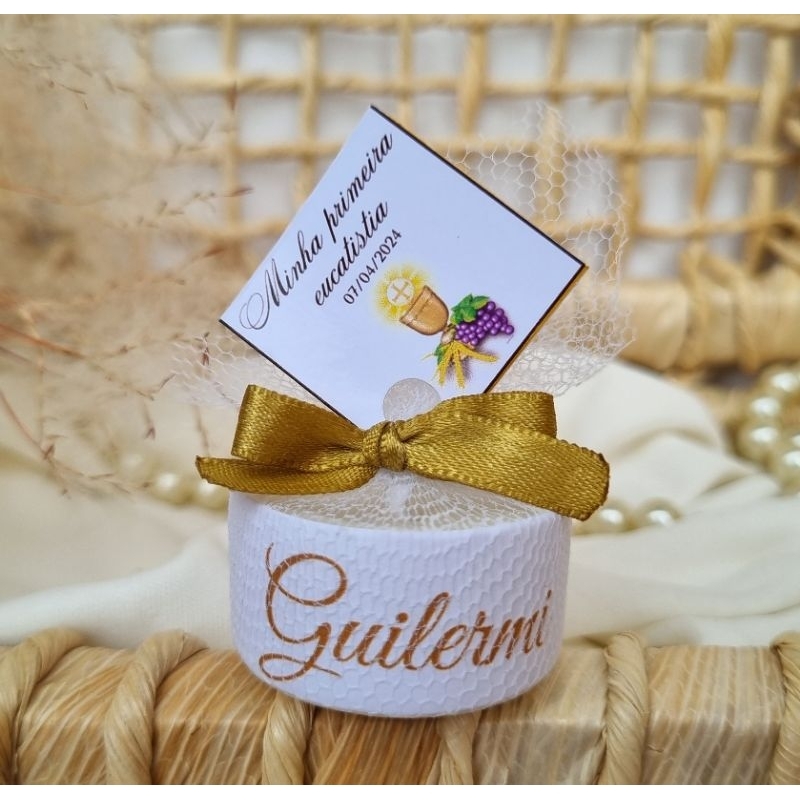 20 Mini velas aromáticas personalizadas para lembrancinha de primeira Eucaristia  e Crisma