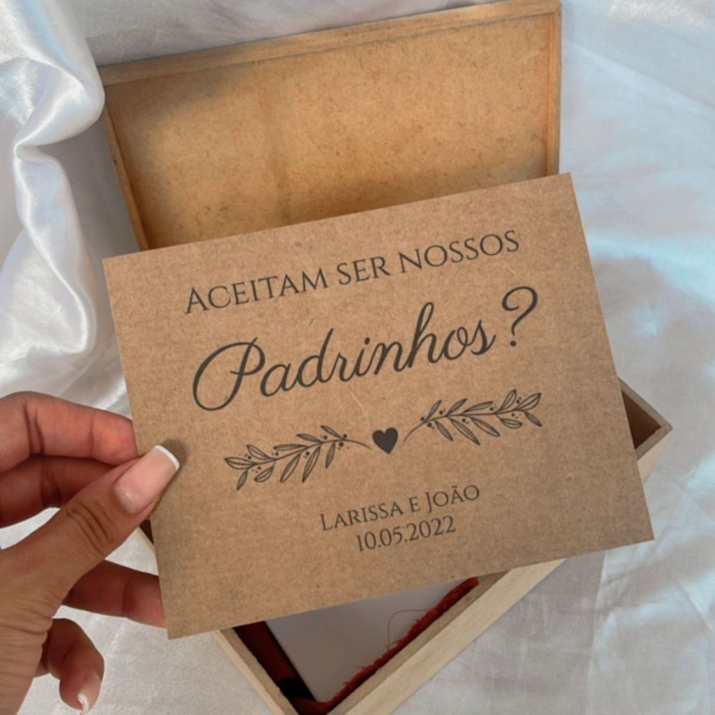 convites kraft para tampa da caixa de padrinhos para casamento, pajem, daminha entre outros convite para caixa em Oferta na Shopee