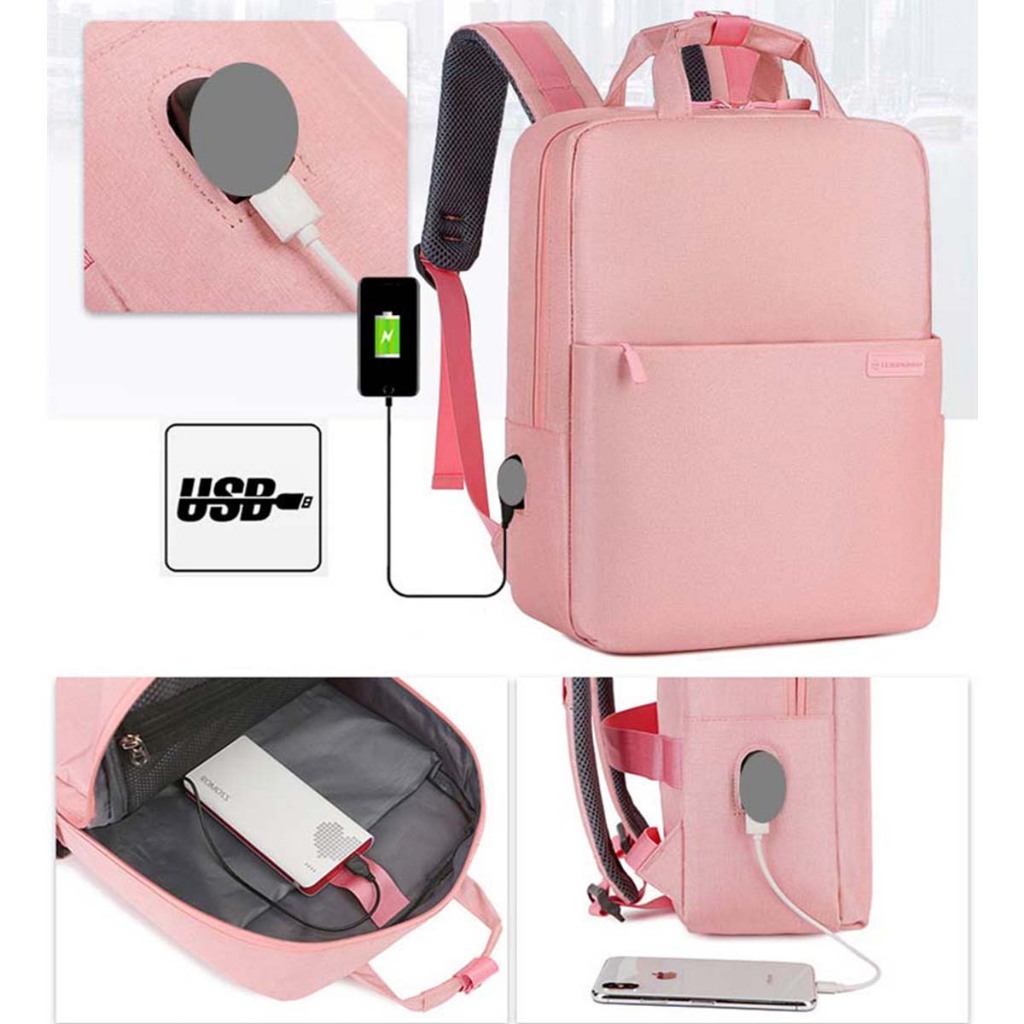 Mochila Feminina Impermeável Laptop Viagem Escolar Prova D'água Executiva Notebook Entrada USB