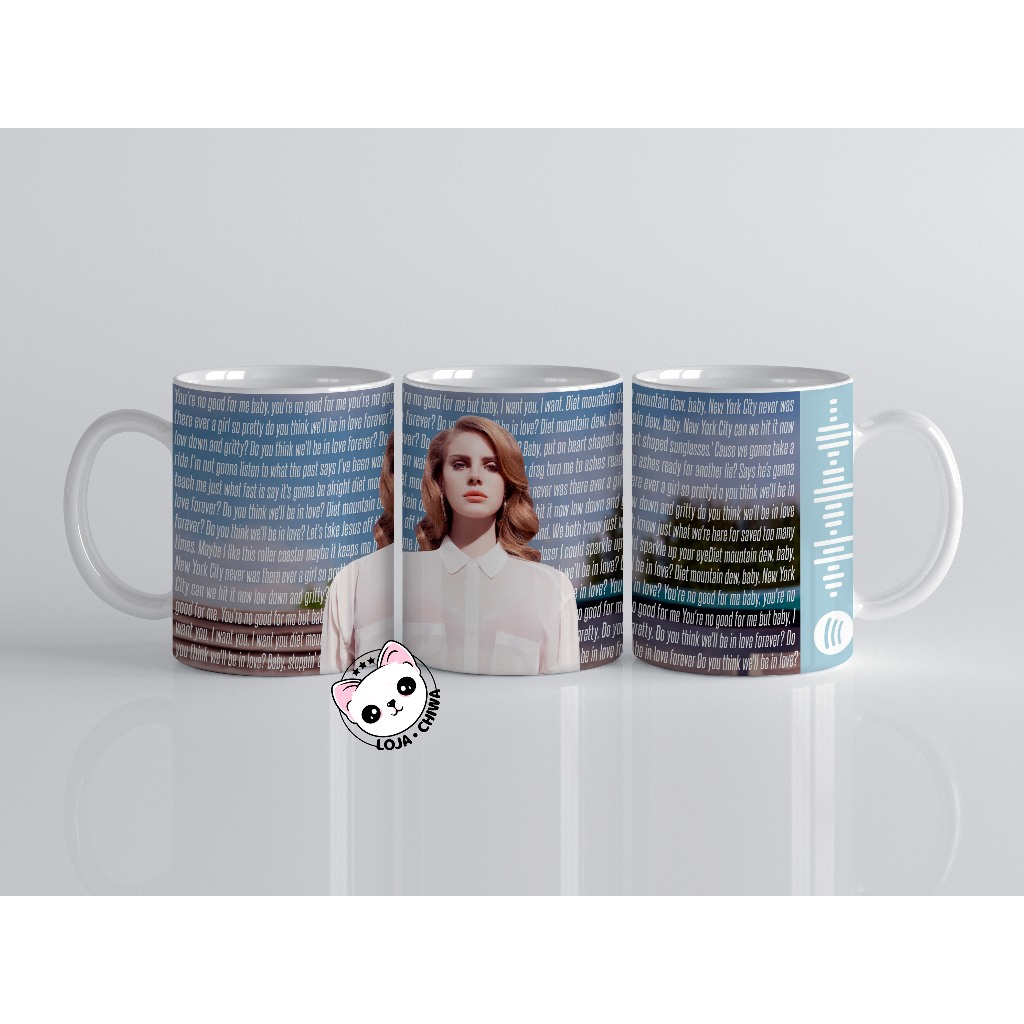Caneca Personalizada Lana Del Rey Diet Mountain Dew Paradise Albums Musica Pop Artista Fan Brinde Cerâmica Importada