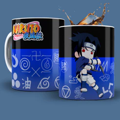 Caneca Personalizada Porcelana Anime Naruto Sasuke Com SEU NOME