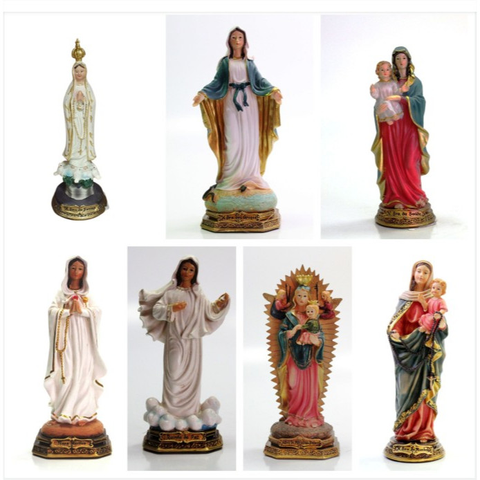 Imagem Religiosa em resina 17CM Nossa senhora Maria Fatima Graças Saude Rosário Rosa Mistica Rainha da paz Medjugore Perpetuo socorro mãe rainha padroeira protetora dia das maes