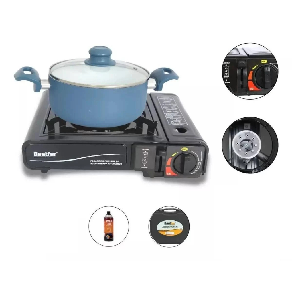Fogareiro Mini Fogão Portátil Camping Pesca A Gás Com Maleta Fogão De Acampamento Pequeno