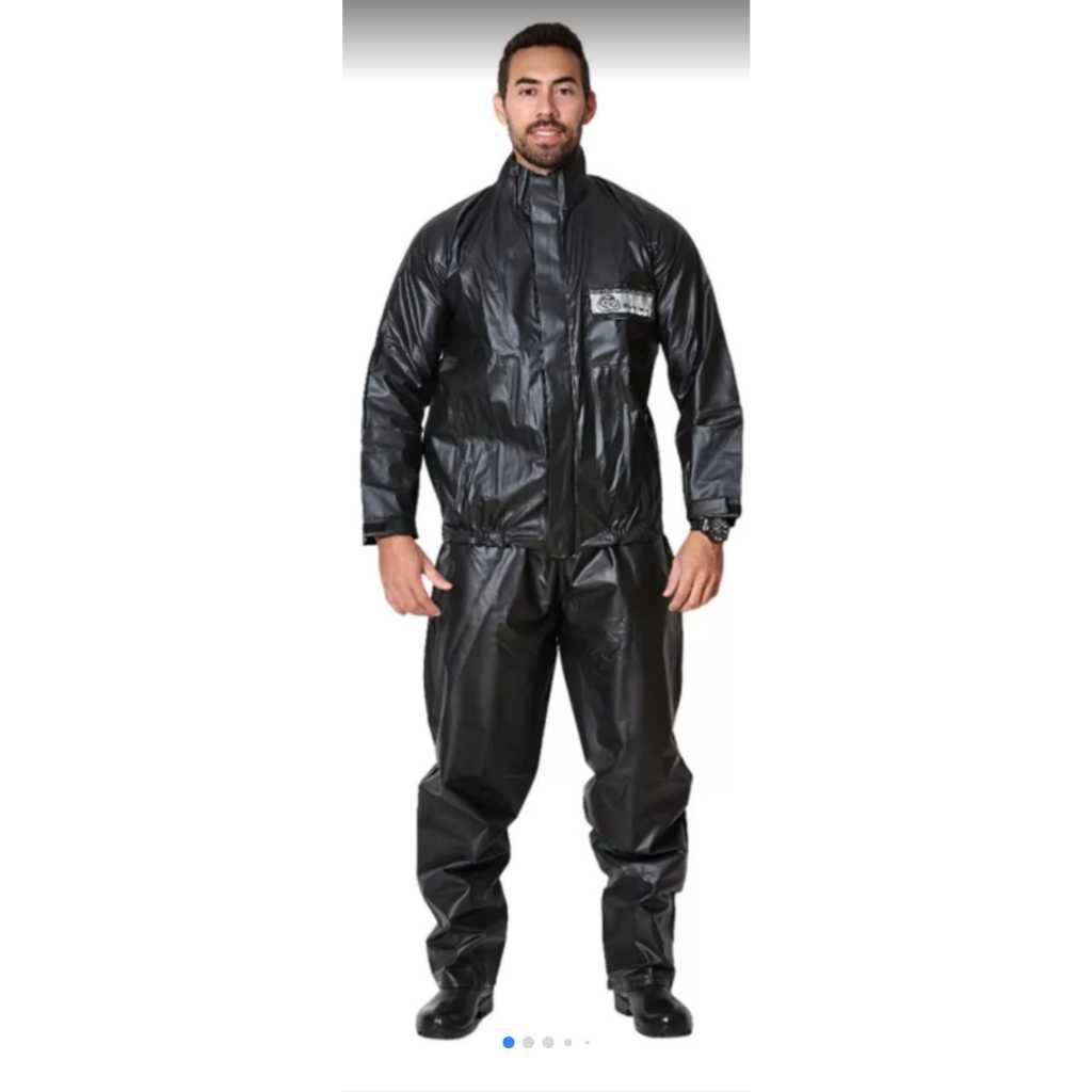 Conjunto Motociclista Motoqueiro Resistente Contra Chuva Roupas Secas C/ Refletivo PVC Forrado Calça e Jaqueta