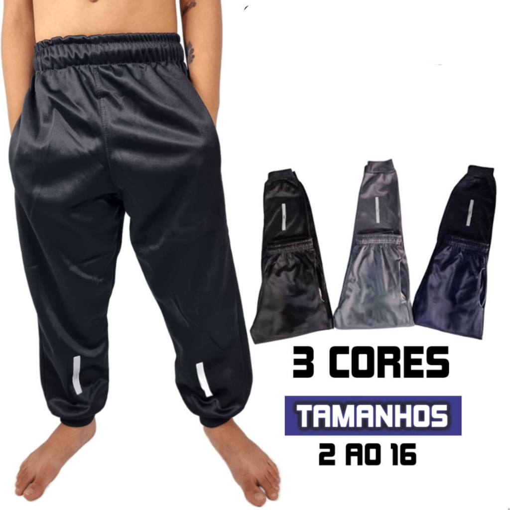 Calça Jogger Infantil Masculina Com Bolsos Lateral 2 Ao 16 Forrada Frio Inverno Menino ou Menina