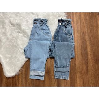 Calça Jeans Cintura Alto elástica Feminina Tecido Algodão Sem Lycra