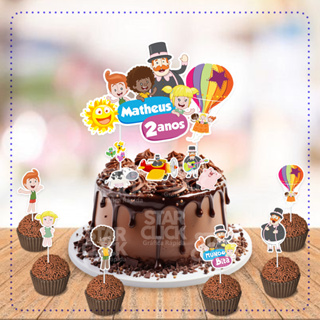 Kit Topo de Bolo + 50 Tags Toppers P/ Docinhos Mundo do Bita em Oferta na Shopee