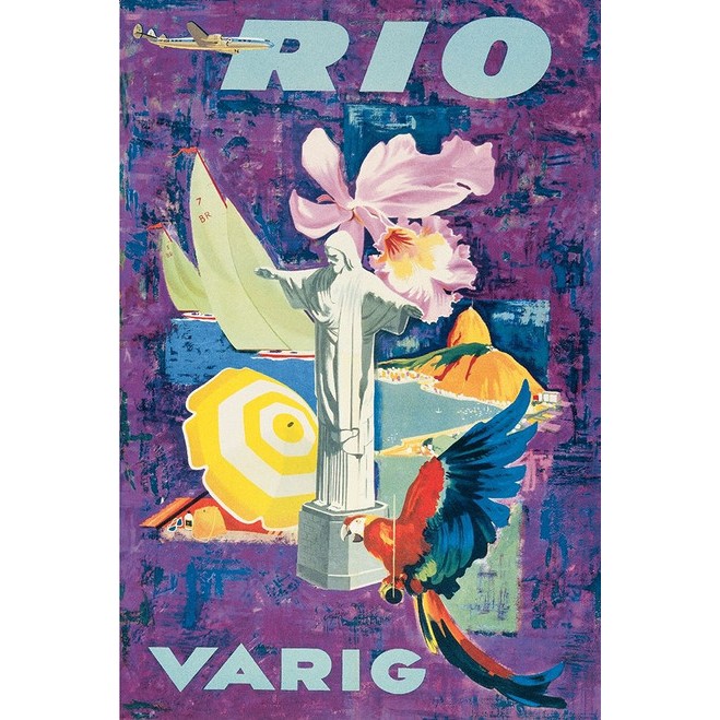 Pôster Retrô   -  Varig Rio De Janeiro -   Art decora   -   33 Cm X 48 Cm