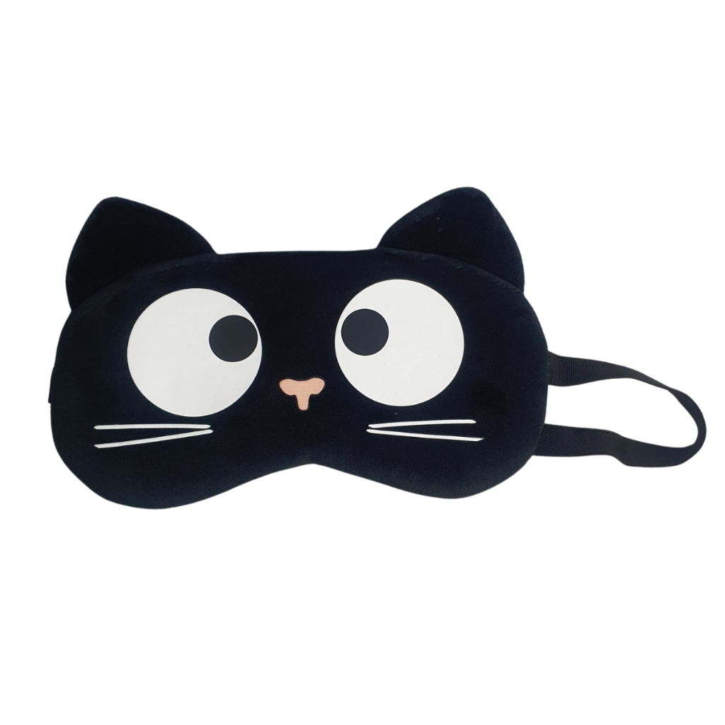 Máscara De Dormir Tapa Olhos Gato Preto Nariz Rosa
