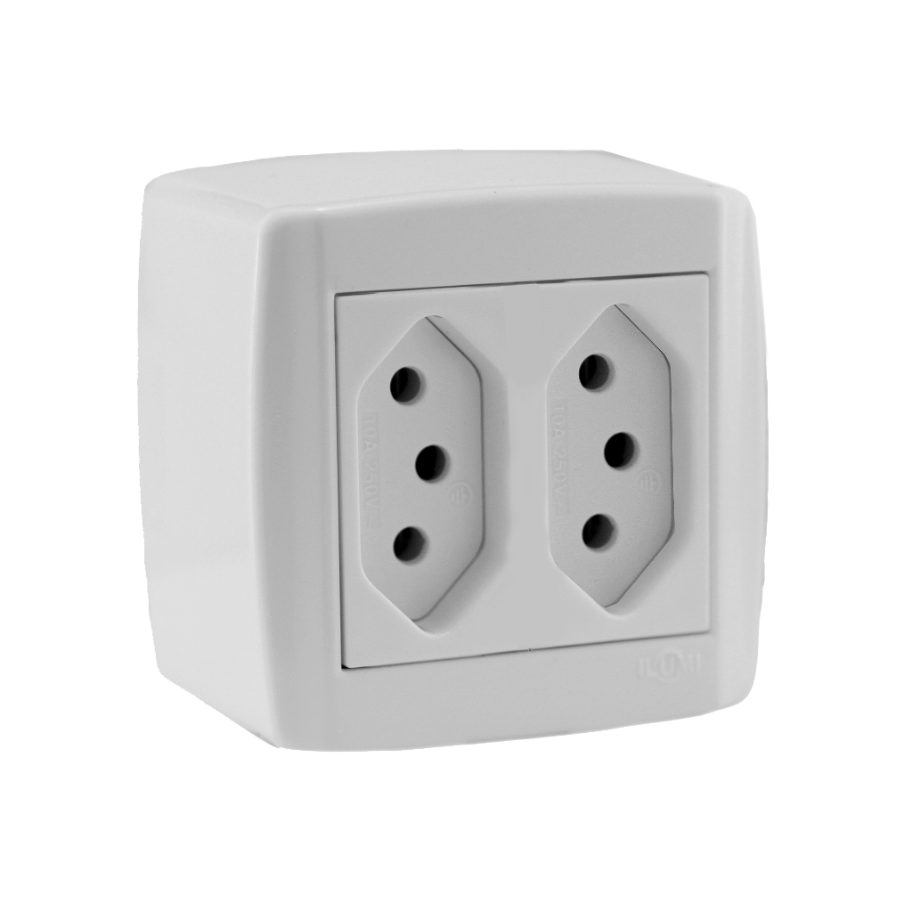 Tomada Dupla 20a Monobloco Box Slim Ilumi Sobrepor Externa em Oferta na Shopee