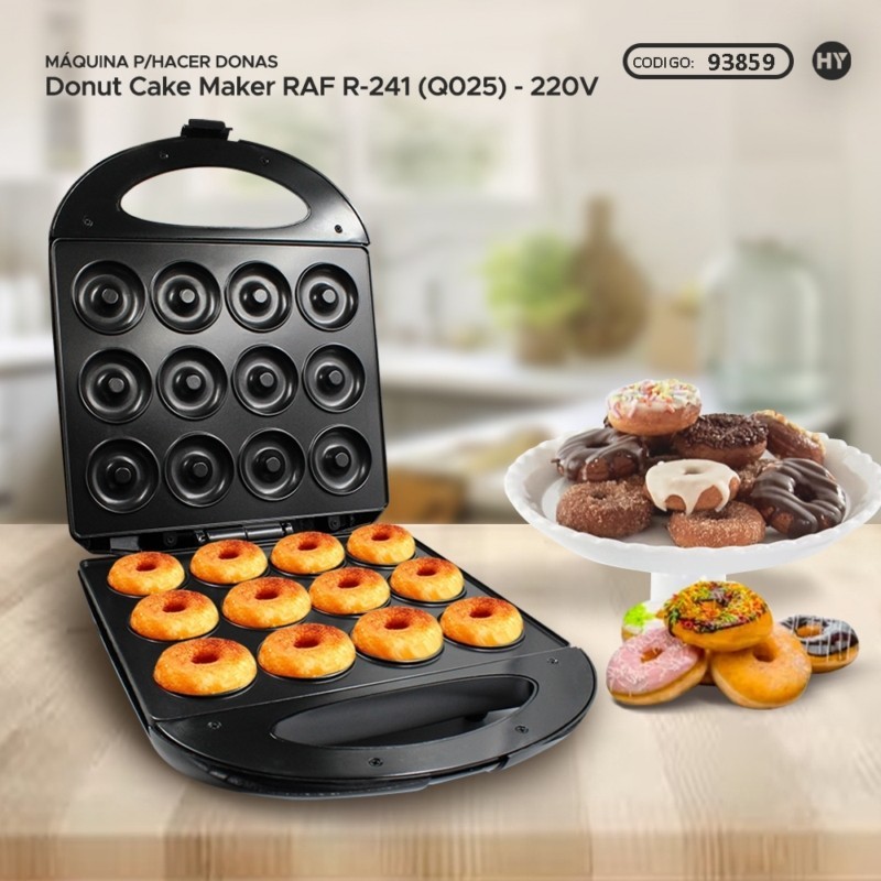 MINI CAKE DONUT MAQUINA 1400W potencia, capacidade 12 Donut- VOLTAGEM 220V