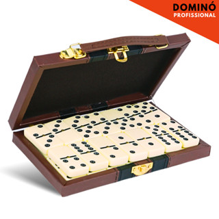 Domino De Osso Profissional - Pedras Grandes-C/Maleta  - 10Mm - C/28 Peças - Mazzal