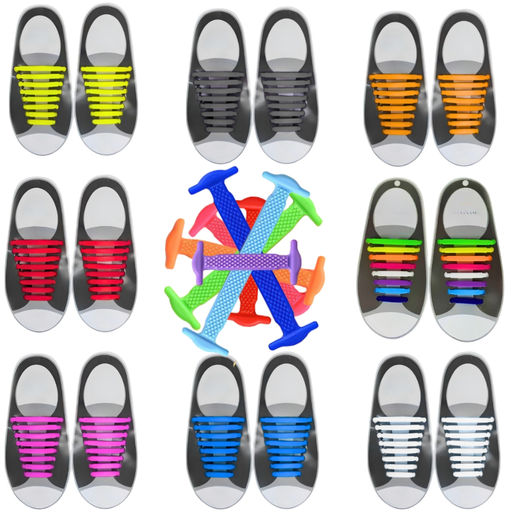 Cadarço Silicone Adulto O Par Com 16 Pçs Elástico