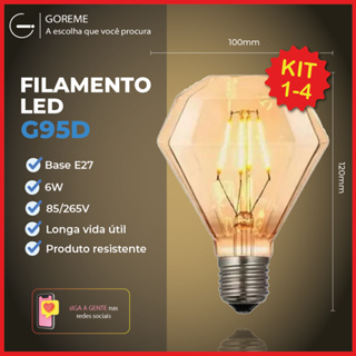 Lâmpada Filamento LED Diamante G95D 4W E27 LUZ QUENTE (AMARELO) Âmbar Retrô Vintage 110V~220V | Bivolt em Oferta na Shopee