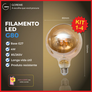 Lâmpada Filamento LED G80 4W E27 LUZ QUENTE (AMARELO) Âmbar Retrô Vintage 110V~220V | Bivolt em Oferta na Shopee